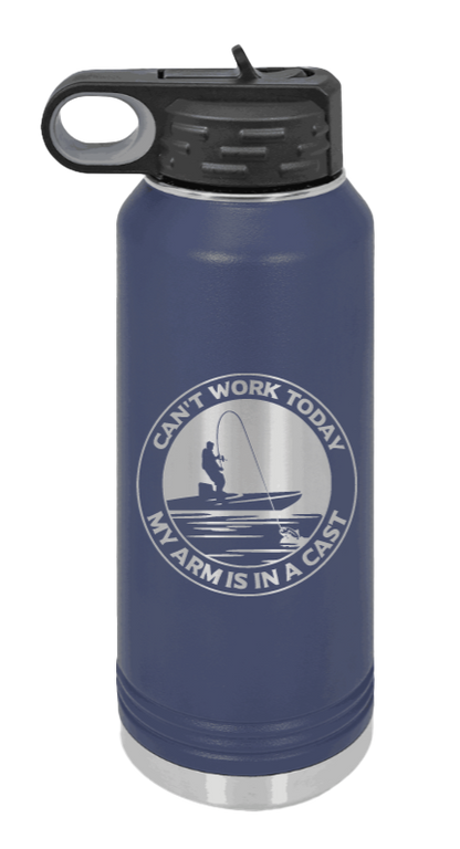 Can't Work Arms In A Cast - 32oz Water Bottle- Navy