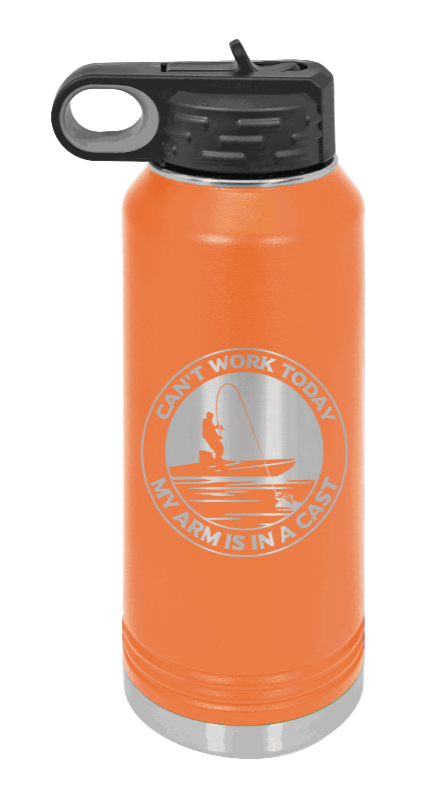 Can't Work Arms In A Cast - 32oz Water Bottle- Orange