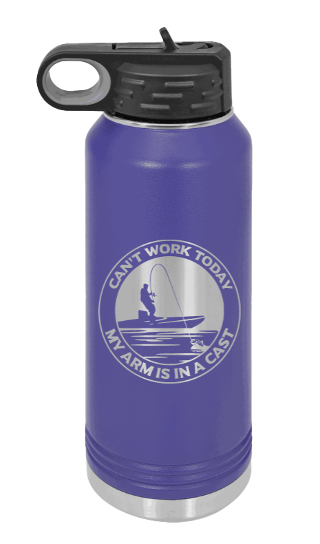 Can't Work Arms In A Cast - 32oz Water Bottle- Purple