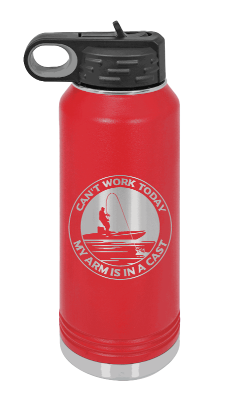 Can't Work Arms In A Cast - 32oz Water Bottle- Red