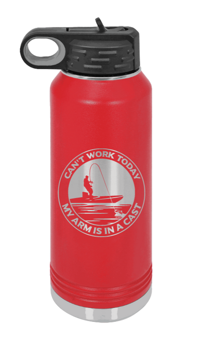 Can't Work Arms In A Cast - 32oz Water Bottle- Red