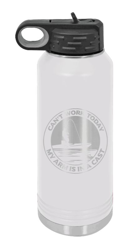 Can't Work Arms In A Cast - 32oz Water Bottle- White