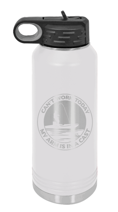 Can't Work Arms In A Cast - 32oz Water Bottle- White