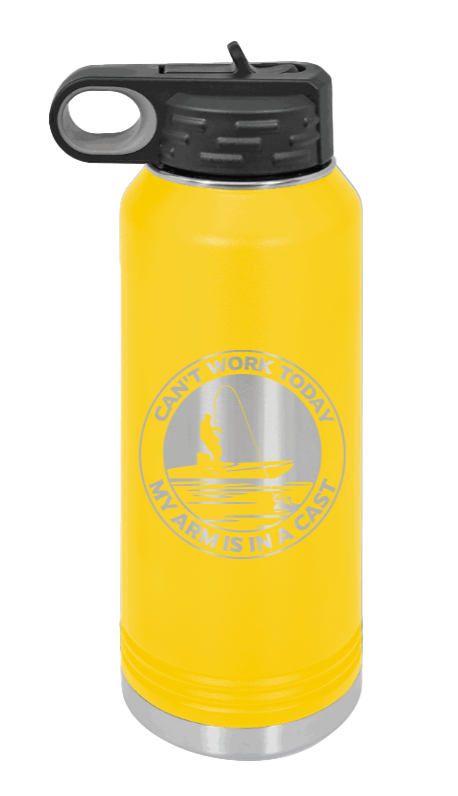 Can't Work Arms In A Cast - 32oz Water Bottle- Yellow