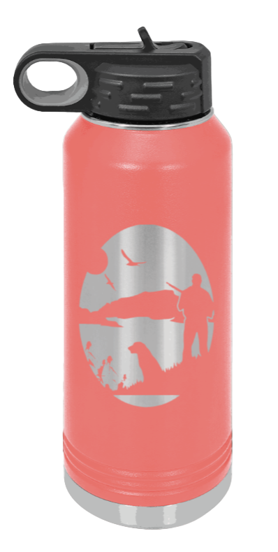 Hunter With Dog - 32oz Water Bottle- Coral