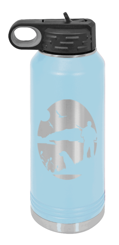 Hunter With Dog - 32oz Water Bottle- Light Blue