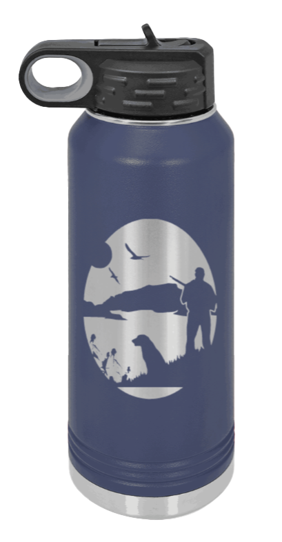 Hunter With Dog - 32oz Water Bottle- Navy