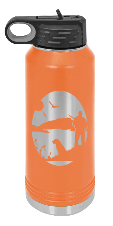 Hunter With Dog - 32oz Water Bottle- Orange