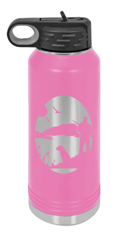 Hunter With Dog - 32oz Water Bottle- Pink
