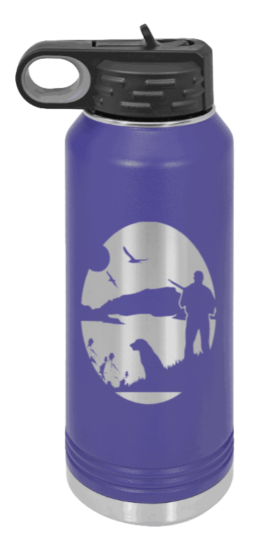 Hunter With Dog - 32oz Water Bottle- Purple