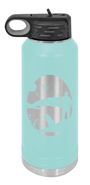 Hunter With Dog - 32oz Water Bottle- Teal