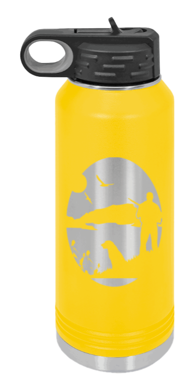 Hunter With Dog - 32oz Water Bottle- Yellow