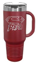 Load image into Gallery viewer, Super Papa 40oz Handle Mug Laser Engraved
