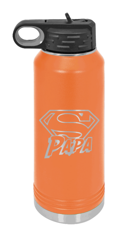 Super Papa - 32oz Water Bottle Laser Engraved- Orange