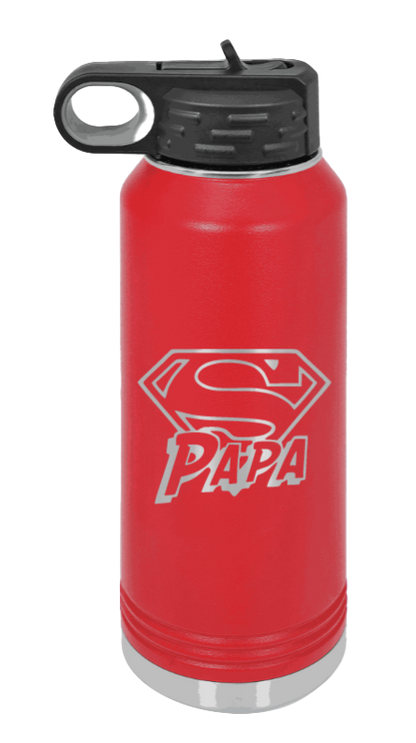Super Papa - 32oz Water Bottle Laser Engraved- Red
