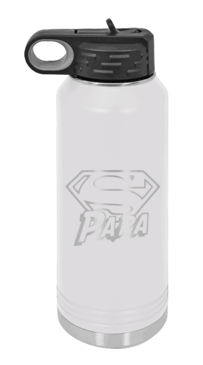 Super Papa - 32oz Water Bottle Laser Engraved- White