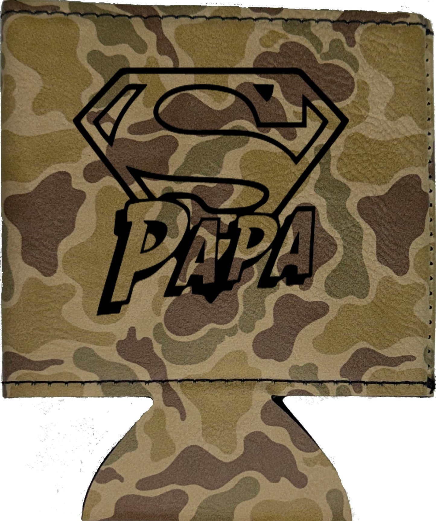 Super Papa Magnetic Leather Koozie-Duck Camo