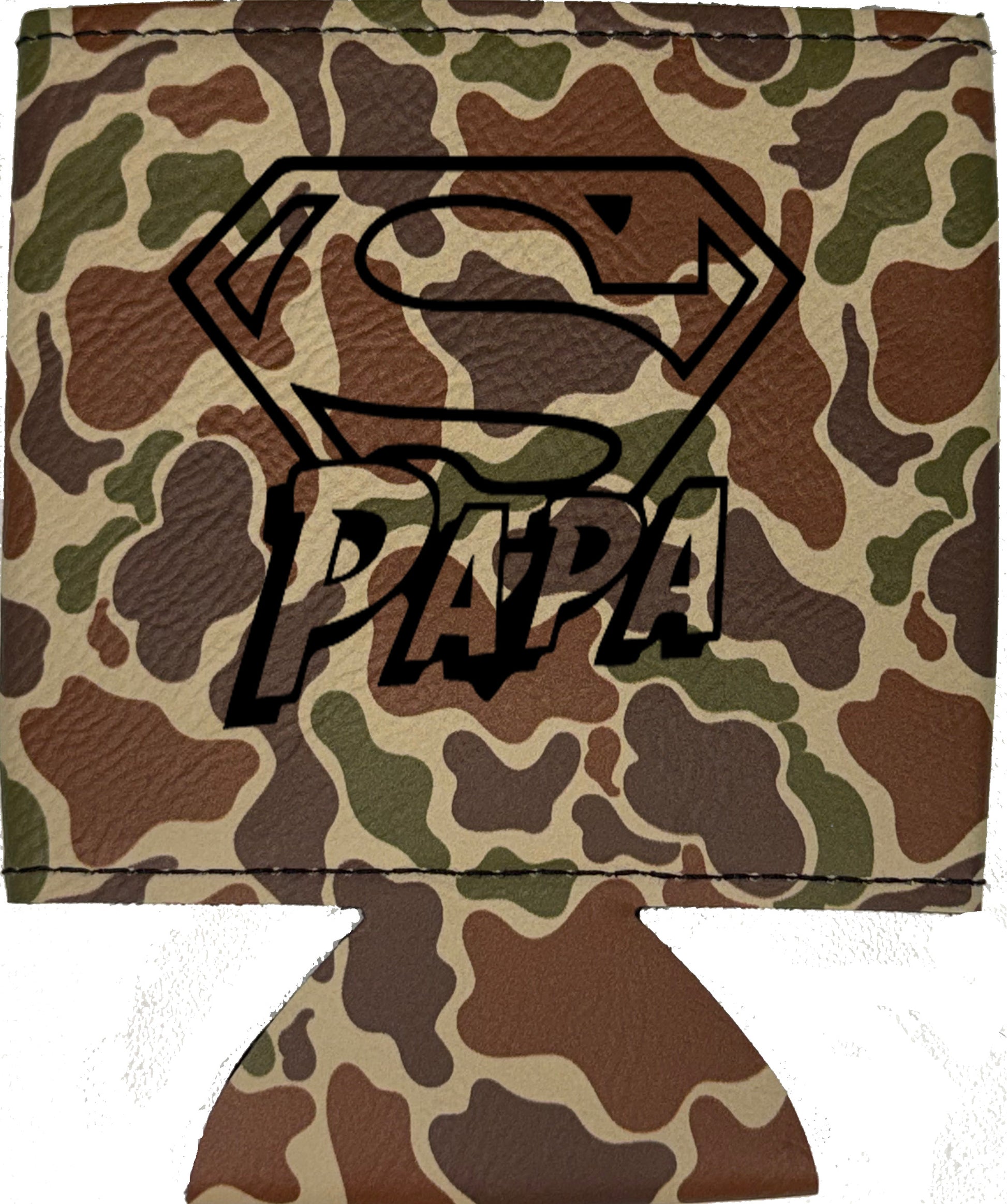 Super Papa Magnetic Leather Koozie-Fowl Play Camo