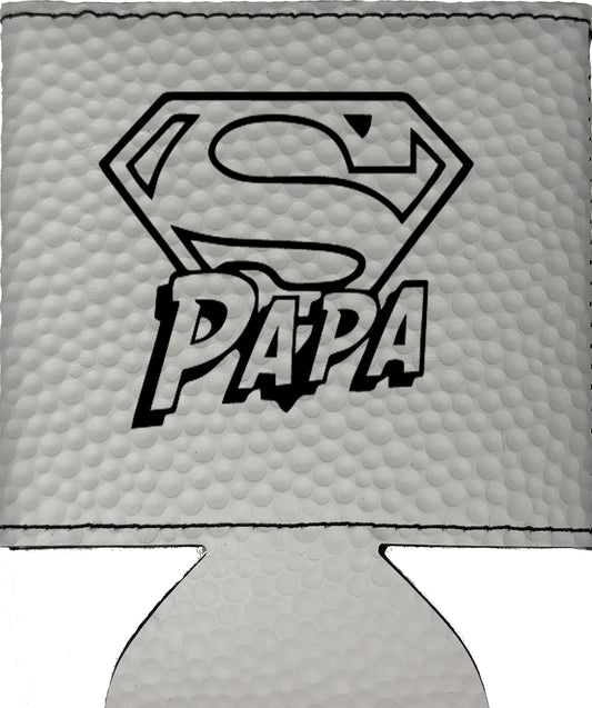 Super Papa Magnetic Leather Koozie-Golf Ball