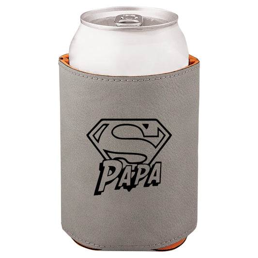 Super Papa Leatherette Koosie-Gray