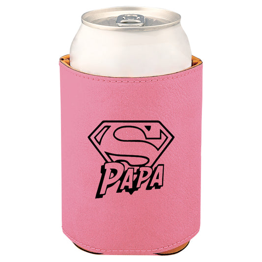 Super Papa Leatherette Koosie-Pink