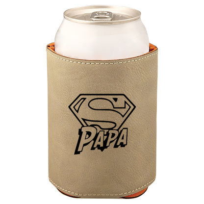 Super Papa Leatherette Koosie-Tan