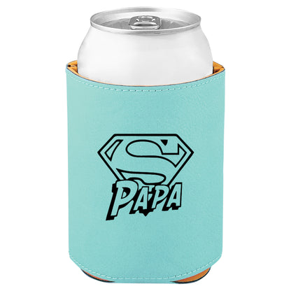 Super Papa Leatherette Koosie-Teal