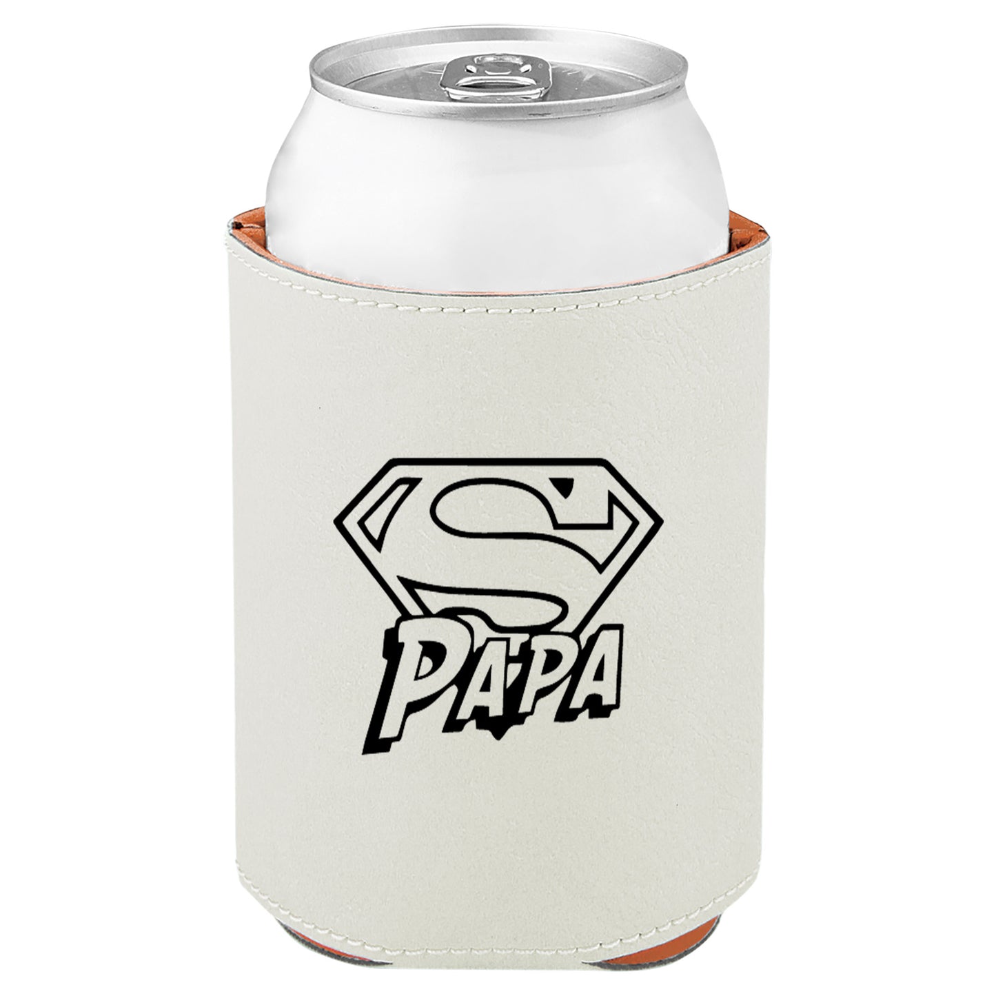 Super Papa Leatherette Koosie-White