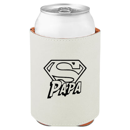 Super Papa Leatherette Koosie-White