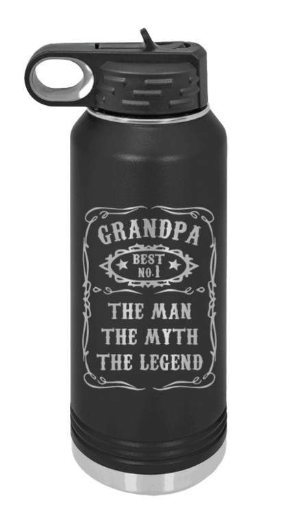 The Man, The Myth, The Legend - 32oz Water Bottle Laser Engraved- Black