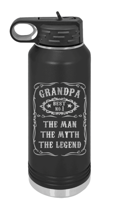 The Man, The Myth, The Legend - 32oz Water Bottle Laser Engraved- Black