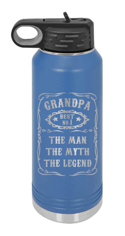 The Man, The Myth, The Legend - 32oz Water Bottle Laser Engraved- Royal Blue
