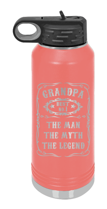 The Man, The Myth, The Legend - 32oz Water Bottle Laser Engraved- Coral