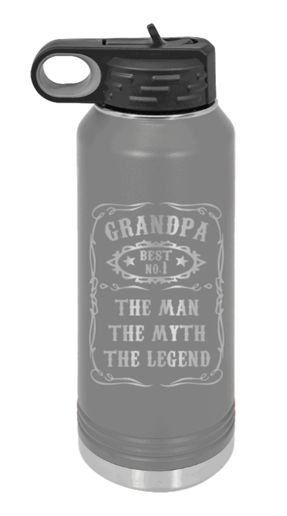 The Man, The Myth, The Legend - 32oz Water Bottle Laser Engraved- Dark Grey