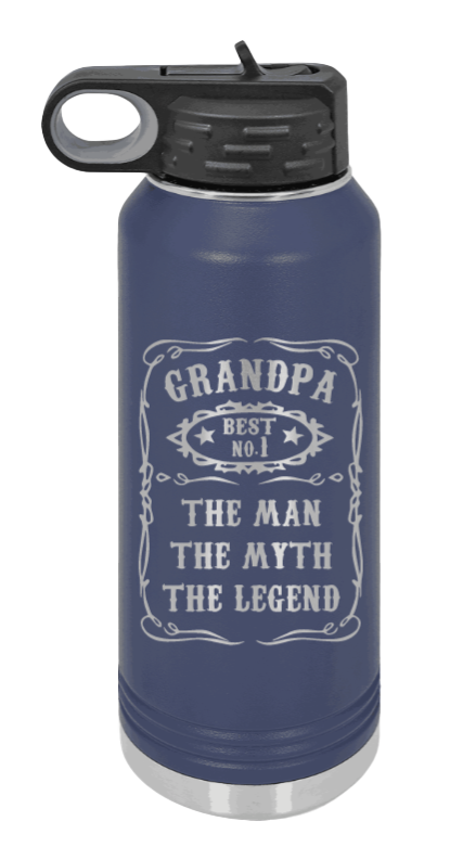 The Man, The Myth, The Legend - 32oz Water Bottle Laser Engraved- Navy
