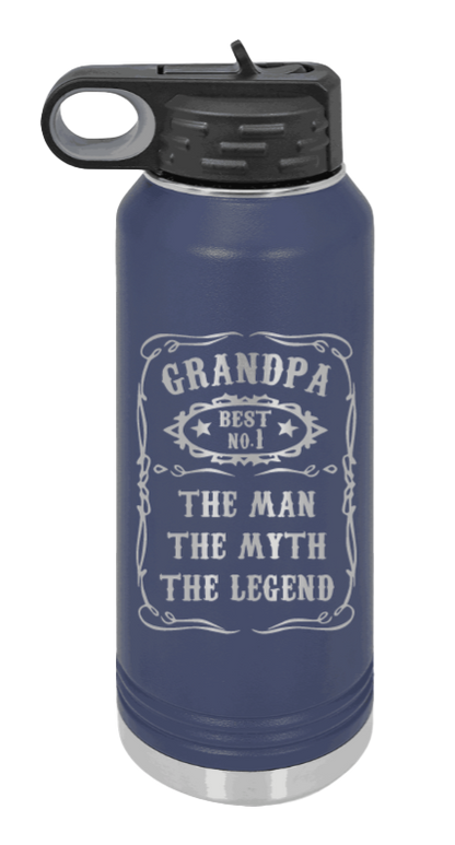 The Man, The Myth, The Legend - 32oz Water Bottle Laser Engraved- Navy