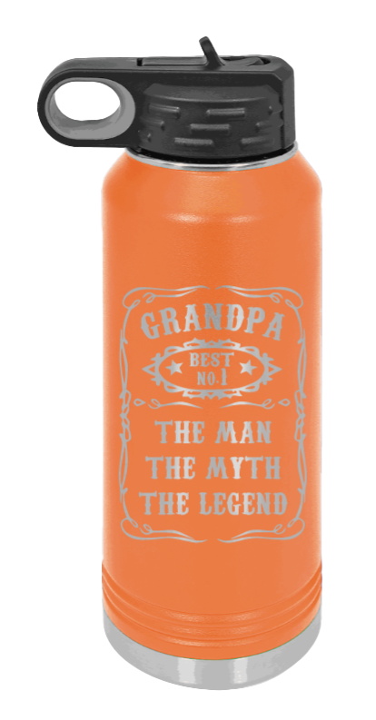 The Man, The Myth, The Legend - 32oz Water Bottle Laser Engraved- Orange
