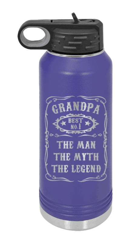The Man, The Myth, The Legend - 32oz Water Bottle Laser Engraved- Purple