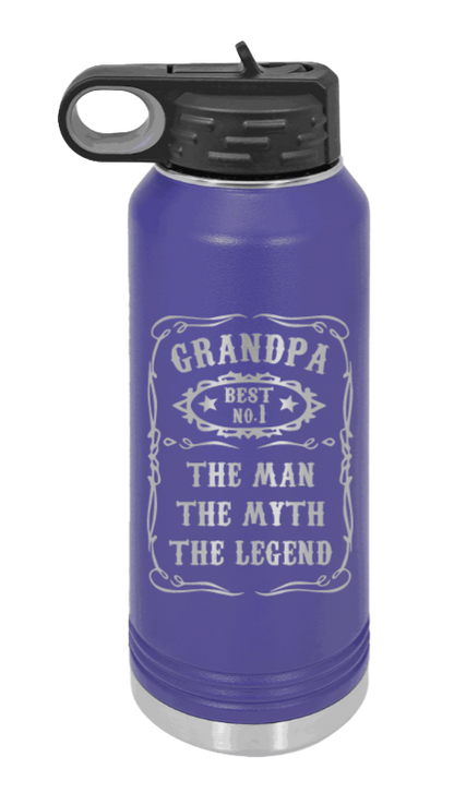 The Man, The Myth, The Legend - 32oz Water Bottle Laser Engraved- Purple