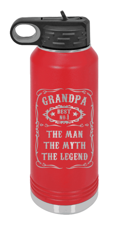 The Man, The Myth, The Legend - 32oz Water Bottle Laser Engraved- Red