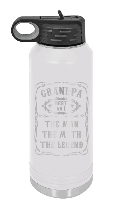 The Man, The Myth, The Legend - 32oz Water Bottle Laser Engraved- White
