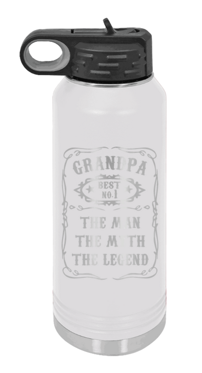 The Man, The Myth, The Legend - 32oz Water Bottle Laser Engraved- White