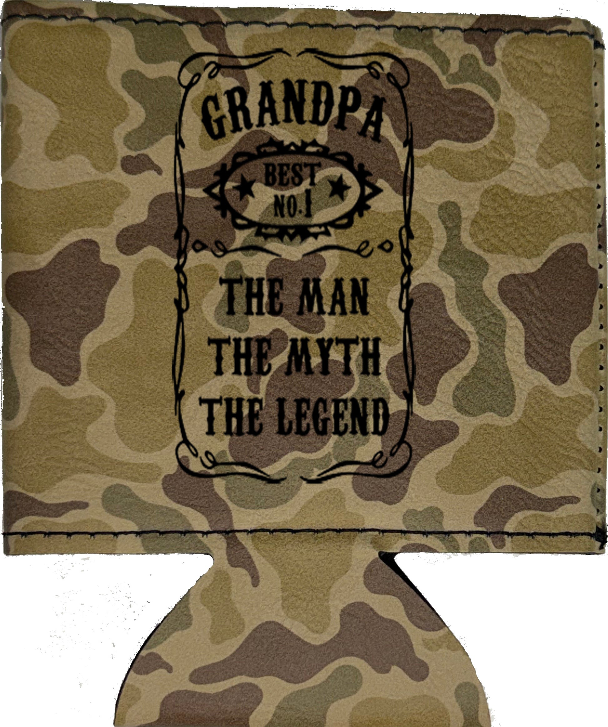 The Man The Myth The Legend Magnetic Leather Koozie-Duck Camo