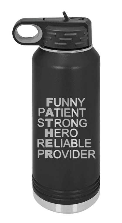 FATHER Acronym - 32oz Water Bottle Laser Engraved- Black