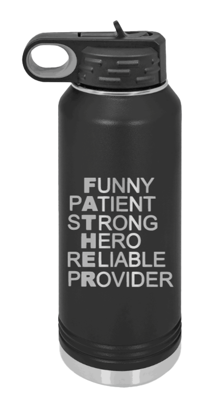 FATHER Acronym - 32oz Water Bottle Laser Engraved- Black