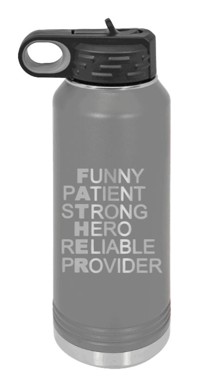 FATHER Acronym - 32oz Water Bottle Laser Engraved- Dark Grey