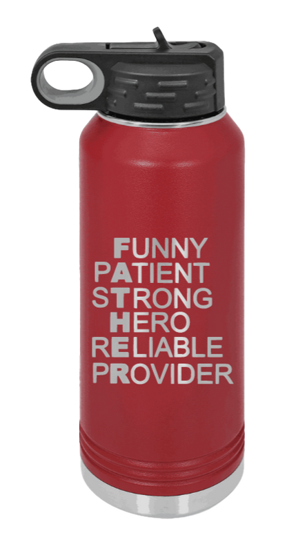 FATHER Acronym - 32oz Water Bottle Laser Engraved- Maroon