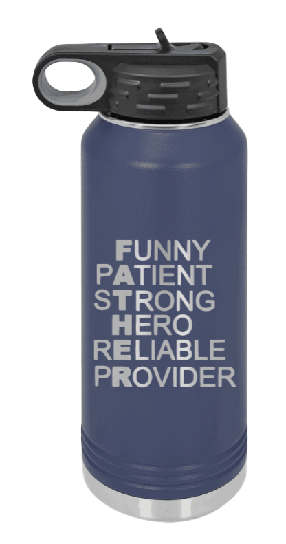 FATHER Acronym - 32oz Water Bottle Laser Engraved- Navy