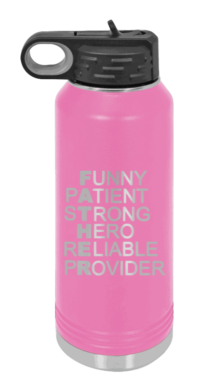 FATHER Acronym - 32oz Water Bottle Laser Engraved- Pink