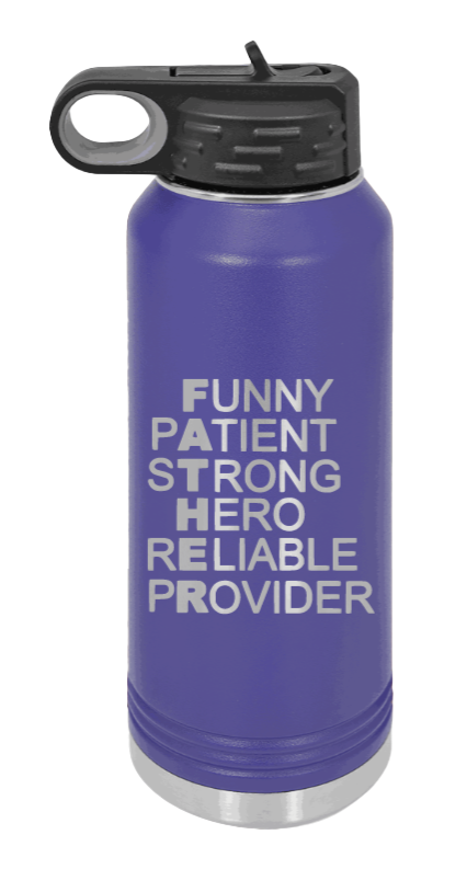 FATHER Acronym - 32oz Water Bottle Laser Engraved- Purple
